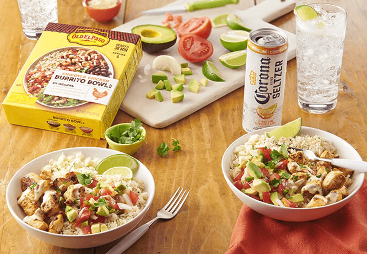 Avocado Salsa Chicken Burrito Bowls